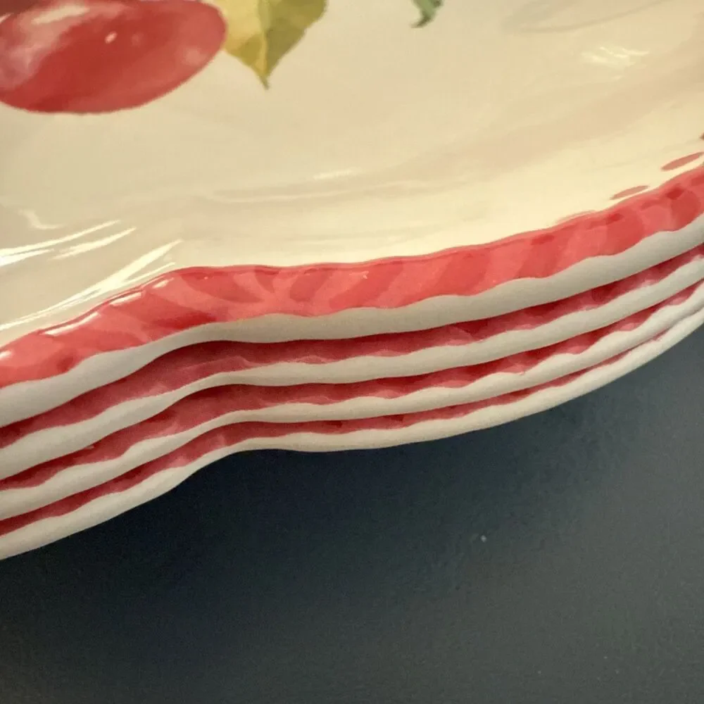 House & Garden Scalloped Cherry Fruit Melamine Salad Plates 9